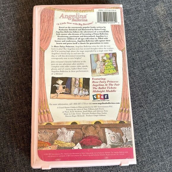 Angelina Ballerina Rose Fairy Princess Mouse VHS Pink Case - Picture 3 of 6